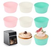 KOOSREEL 6 stampi in silicone per friggitrice, stampi per torta al forno, per friggitrice, accessori, rotondi, antiaderenti