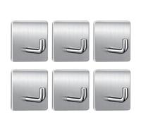 KOOSREEL Ganci autoadesivi, extra appiccicosi e resistenti su pareti e porte, confezione da 6 ganci in acciaio inossidabile 304, resistenti per porte, cucina, bagno, armadi, ufficio, pareti, cappotti
