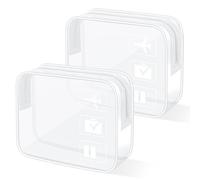 KOOSREEL Trousse Trasparente, Beauty case Trasparente, Confezione da 2 Sacchetti da Toeletta Trasparenti Approvati TSA Impermeabile per Cosmetici, Donna and Uomo