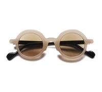 KOOSUFA Occhiali da sole rotondi alla moda, occhiali da lettura piccoli, per uomo e donna, con protezione UV, occhiali da lettura per esterni, 1.0/1.5/2.0/2.5/3.0/3.5/4.0, 1 lente marrone beige