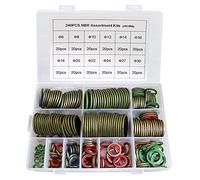 KOOTANS 240 rondelle di tenuta in gomma NBR in 12 misure, kit idraulico per olio, guarnizione per tubo dell'olio in gomma, metrico NBR combinazione di metallo, kit assortito di O-ring