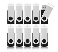 KOOTION 10 Pezzi Chiavetta USB 16GB, USB 2.0 Pen Drive 16GB Piccolo e Leggero Pennetta USB con Coperchio in Metallo Girevole a 360° Penna USB Set Para Ordenador/TV/Coche/Player, ect - Nero