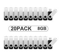 KOOTION Chiavette USB da 8 GB, confezione da 20 pezzi, set da 20 pezzi, USB 2.0, chiavette dati USB Flash Drives 8 G, 20 unità flash, unità Thumb, memoria dati, chiavetta colorata da 8 Gbyte nero