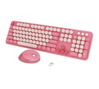 Kootop - Tastiera wireless, simpatica e colorata, con 104 tasti, stile retrò, con copritasti rotondi per PC, laptop, desktop, finestre, tastiere di casa e ufficio (rosa)