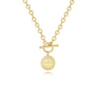 KOOUNUATA Collana a Catena con Croce e Moneta a Goccia d'Acqua Anelli Chunky in Oro 18K per Donna Con Chiusura a Moschettone Gioielli per Sovrapposizione
