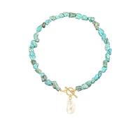 KOOUNUATA Collana Chunky Statement con Ciondolo in Perla Barocca Grande e Turchese Gioielli alla Moda con Turchese per l'Estate