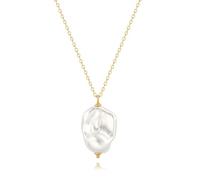 KOOUNUATA Collana Pendente con Perla Barocca in Oro 18K per Donna Collana Lunga Regolabile con Catena Sottile Gioielleria Artigianale in Strati