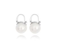KOOUNUATA Dainty White Pearl Orecchini Leggeri Hoop Orecchini Minimalista Gioielli fatti a mano per le Donne Ragazze