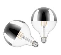 KOOYWAN LED G125 E27 Lampada a Filamento 8W Testa Specchio Argento 2700K Bianco Caldo 2pcs