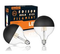 KOOYWAN LED G125 E27 Lampada a Filamento 8W Testa Specchio Nero 2700K Bianco Caldo Smerigliato Corona Nera Lampadina Senza Ombre Confezione da 2