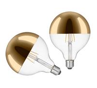 KOOYWAN LED G125 E27 Lampada a Filamento 8W Testa Specchio Oro 2700K Bianco Caldo 2pcs