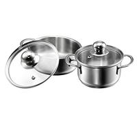KOPF Set pentole induzione Parvus, 2 pezzi, 12 cm, argento, acciaio inox | Set di pentole con pentole e coperchio per pentola | per tutti i piani cottura | Pentole adatto per forno e lavastoviglie