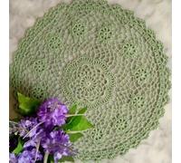 KOPGBM Tovaglietta rotonda in pizzo di cotone da 35 cm, tovaglietta all'uncinetto, tovaglia per tazze, sottobicchieri, centrini fatti a mano, cucina, beige, rotonda da 38 cm