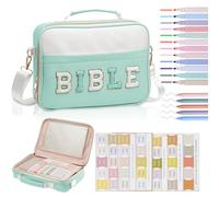 KOPKOFT Custodia per Bibbia da donna, grande custodia in pelle di ciniglia con accessori per lo studio della Bibbia, forniture per lo studio della Bibbia, kit per diario biblico, regalo cristiano di