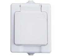 Kopp 100602003 - Presa Schuko, per montaggio a parete in ambiente umido, a 2 ingressi, con coperchio ribaltabile, IP44, standard