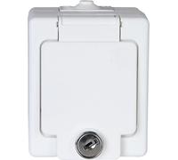 Kopp 105602008 spina-presa da parete-ambienti 1-vano con coperchio a cerniera e lucchetto, IP 44, Standard