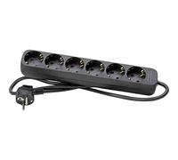 Kopp 120615007, Ciabatta elettrica a 6 prese, lunghezza cavo 1,4 m, slot a 45 gradi, presa multipla con protezione da contatto, nero