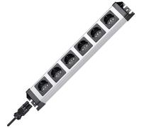 Kopp 2.29420012e8 multipresa senza interruttore 6 scomparti nero argento presa