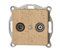 Kopp 917031089 - Presa per antenne TV/Radio Milano in legno di faccio, con 2 uscite e presa di passaggio