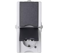 Kopp 2 scomparti completo presa schuko con coperchio a cerniera proaqa grigio