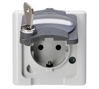 Kopp AP Schuko Blue 103500001 - Presa elettrica a contatto con coperchio incernierato e blocco di sicurezza n. 20, colore: grigio