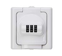 Kopp BlueElectric 109802008 - Presa con contatto di protezione per ambienti umidi, blu ELECTRIC, con serratura a combinazione n. 20, colore: bianco artico