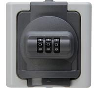 Kopp BlueElectric 109802008 - Presa con contatto di protezione per ambienti umidi, blu ELECTRIC, con serratura a combinazione n. 20, colore: bianco artico