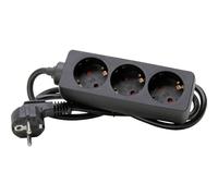 Kopp Ciabatta elettrica a 3 prese, con prese a 45°, con elevata protezione da contatto, con cavo da 1,4 m, H05VV-F3G1,5 mm², 16 A, 250 V, colore nero, 128615005
