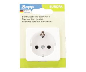Kopp Europa a 1 via per uso domestico, 250 V (16 A), IP20, presa di sicurezza senza maggiore protezione da contatto, montaggio a incasso, facile montaggio a parete, bianco artico, 113613087