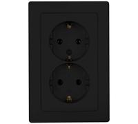 Kopp Paris 920950089 - Presa a 2 prese con elevata protezione da contatto, colore: Nero opaco