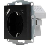 Kopp HK07 - Presa con contatto di protezione da incasso, USB A/C, corrente di uscita max. 3 A, 5 V, 55 x 55 mm, corrente nominale 16 A, tensione nominale 250 V, colore: nero opaco