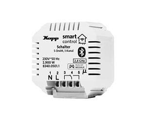 Kopp Smart-Control 834005011 - Attuatore di commutazione, 1 canale, 5 fili, tecnologia Smart Home Mesh, Amazon Alexa, Apple Home Kit, Google Home, 834005011