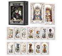 KOPPAL Carte da gioco uniche vintage con ritratti di cani e gatti, carte da poker a tema animale domestico, indice standard (mazzo da poker 54 carte tutte diverse) con mazzo di backup e scheda
