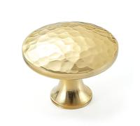 KOPPALIVE Confezione da 5 manopole per armadio da cucina in ottone massiccio, pomelli per cassetti in oro martellato, cassetti rotondi e maniglie, hardware per mobili moderni, diametro 1-1/4"