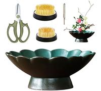 KOPYFANTAP Kit Composizione de Fiori in Ceramica, Vaso da Fiori Ikebana Kenzan Set, Forniture per Organizzare Fiori Ikebana, Ikebana Arte Floreale Decorazione