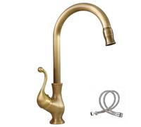 KOPYFANTAP Rubinetto Lavello Cucina Ottone Antico, Girevole a 360° Miscelatore Monocomando da Cucina Bronzo, Alto Rubinetti da Bagno Lavabo Retrò