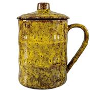 KOPYFANTAP Tazza Grande 750 ML, Tazza da Caffè Jumbo in Ceramica con Coperchio, XXL Tazze da Tè Gigante in Gres Porcellanato per Ufficio e Casa, Giallo