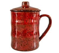 KOPYFANTAP Tazza Grande 750 ML, Tazza da Caffè Jumbo in Ceramica con Coperchio, XXL Tazze da Tè Gigante in Gres Porcellanato per Ufficio e Casa, Rosso