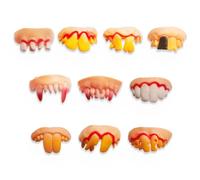 KOQAIIZ 10 Pz Denti da vampiro I Costumi Halloween denti da vampiro per bambini I stabili e adatti per bambini, denti vampiro zombie dracula Halloween da indossare