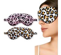 KOQAIIZ 2pcs Mascherina Occhi Per Dormire, Maschera Occhi Per Dormire, Leopardo Maschera Dormire Per Viaggi Pisolino