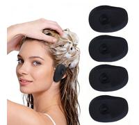 KOQAIIZ 4 Pezzi Copri Orecchie per Doccia, Paraorecchie, Orecchie Silicone Doccia, per Capelli Colorazione Paraorecchie Strumento Di Bellezza (Nero)