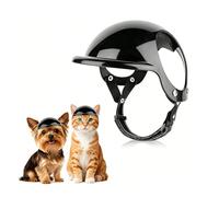 KOQAIIZ Casco per Cani Taglia Piccola, Casco Cane Moto Nero con Fori per Le Orecchie, Cappello Protettivo per Animali Domestici per Viaggi in Moto, Bicicletta e Scooter, Protezione Testa Cane