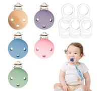 KOQAIIZ Catenella Portaciuccio Clips, 10 Pezzi Anello Adattatore per Ciuccio, Ciuccio Clip Adattatore Adatto Alla Maggior Parte dei Succhietti per Bambini