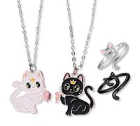 KOQAIIZ collana amicizia per 2, collana-amicizia con anelli gatto, regalo di gioielli per amicizia, per amici,amanti