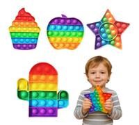 KOQAIIZ Pop it, 4pz Push Bubble Antistress Pop Gioco Sensoriale Giocattolo in Silicone Sensory Toy Set, Multicolor Educativo per la Matematica Rilassante Popit Adulti e Bambini