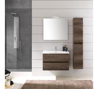 Kora mobile da bagno sospeso 110X190X46 finitura rovere scuro
