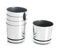 KORAD Set di 5 vasi con sottovaso di diametro 14 cm modello 016 - Specchio; glamour; moderno, alta brillantezza, stile classico, rustico, loft, per piante, erbe, fiori e composizioni vegetali.