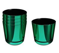 KORAD Set di 5 vasi con sottovaso di diametro 14 cm modello 087 - Verde Lucido; glamour; moderno, alta brillantezza, stile classico, rustico, loft, per piante, erbe, fiori e composizioni vegetali.