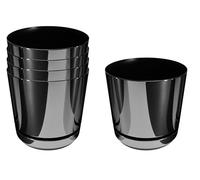 KORAD Set di 5 vasi con sottovaso di diametro 14 cm modello 088 - Nero Lucido; glamour; moderno, alta brillantezza, stile classico, rustico, loft, per piante, erbe, fiori e composizioni vegetali.