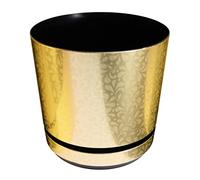 KORAD Vaso da fiori con sottobicchiere integrato - Decoro 058 - pizzo d'oro, diametro 18 cm - Vaso per piante in plastica di alta qualità - Pentola di piante decorativo con fori di drenaggio